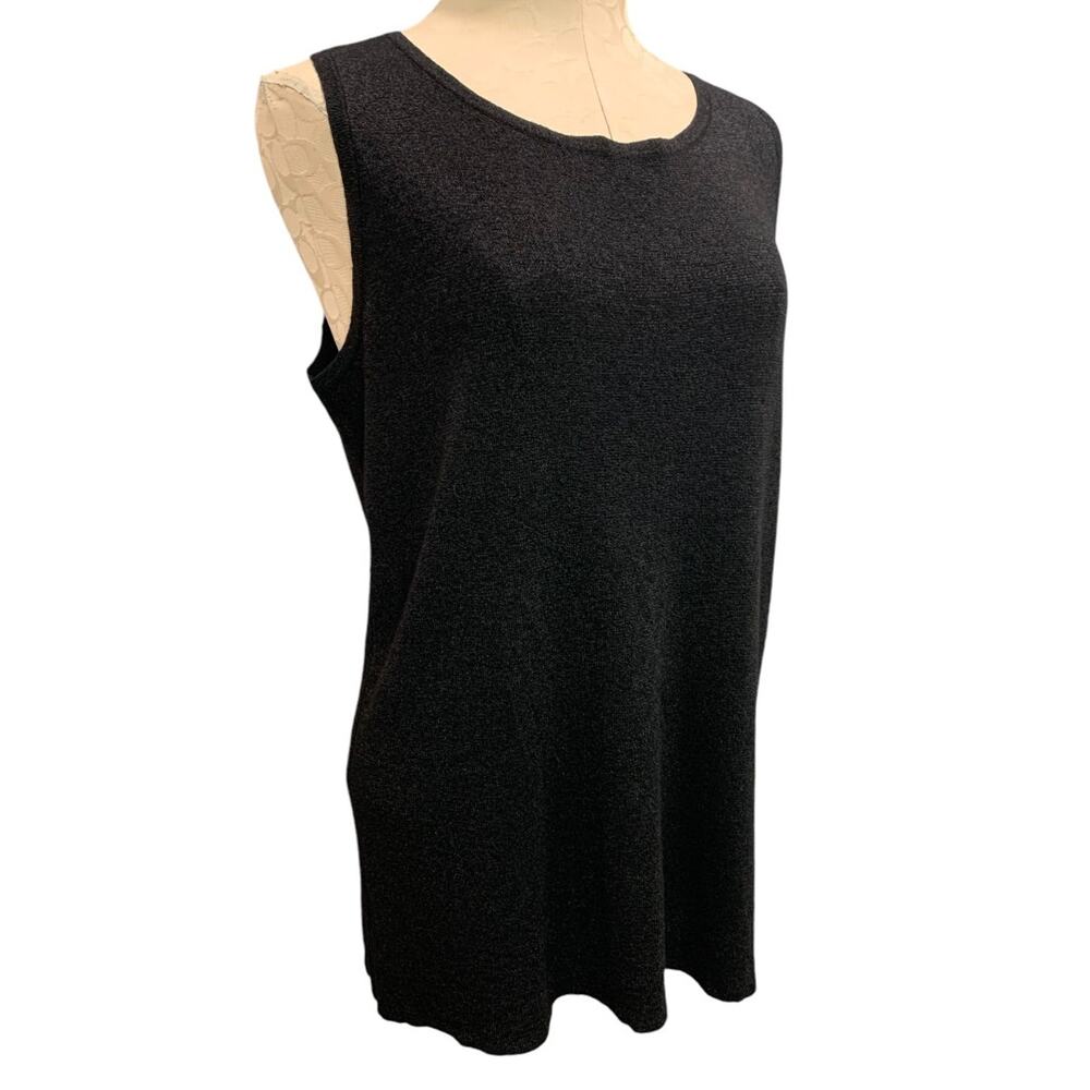 1X RSVP by Talbots Womens Black Sweater Knit Sleeveless Shell Top Metallic